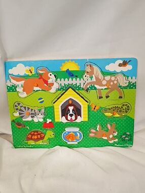Melissa & Doug Wooden Pets Peg Wooden Puzzle Educational Fun For Children